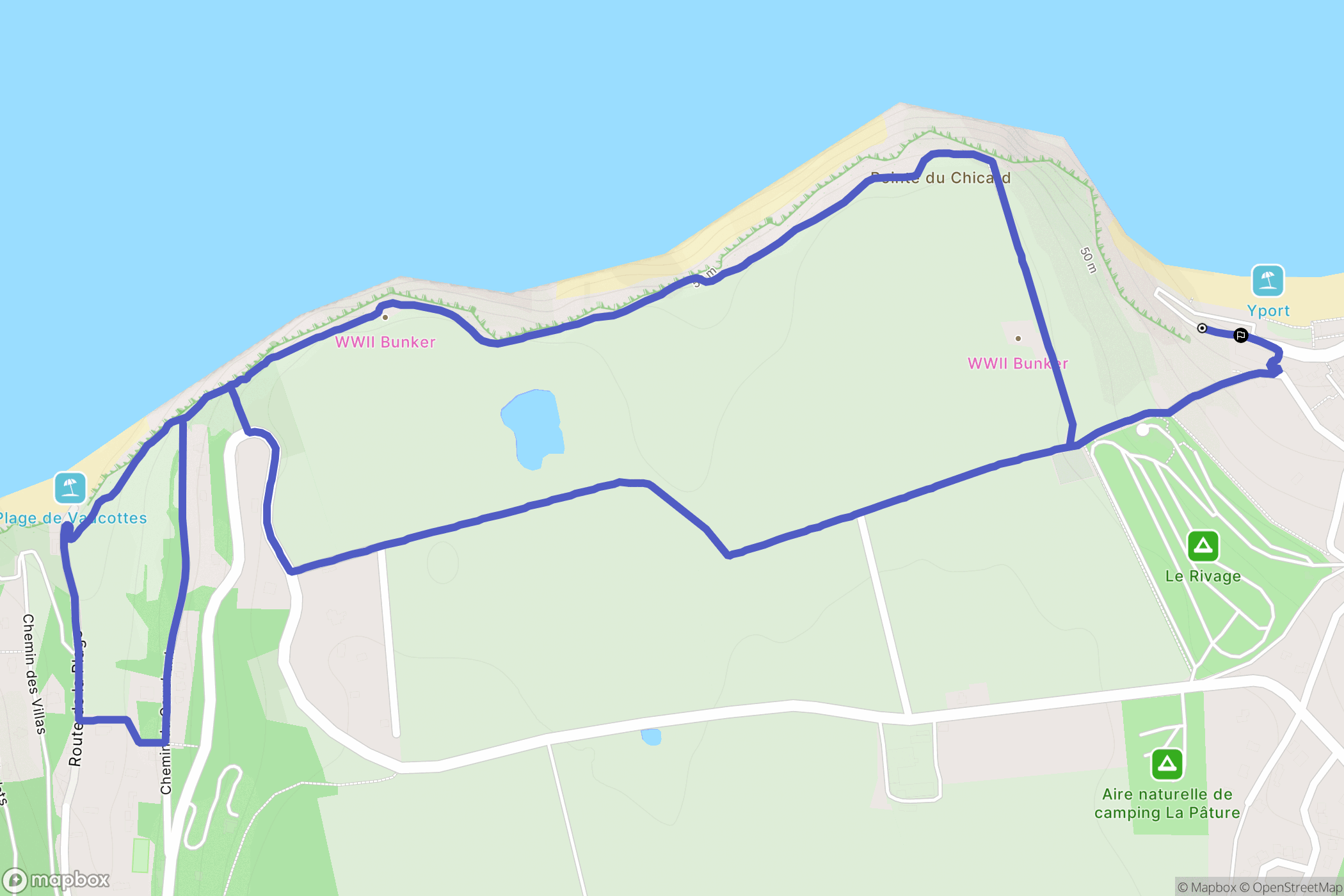 Yport : carte du parcours de randonnée - France