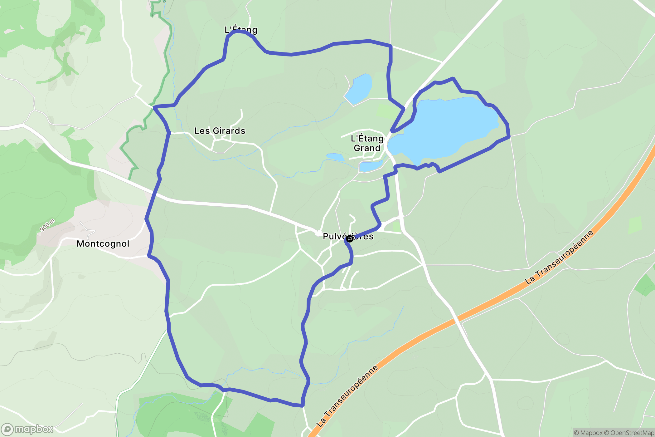 Pulvérières : carte du parcours de randonnée - France