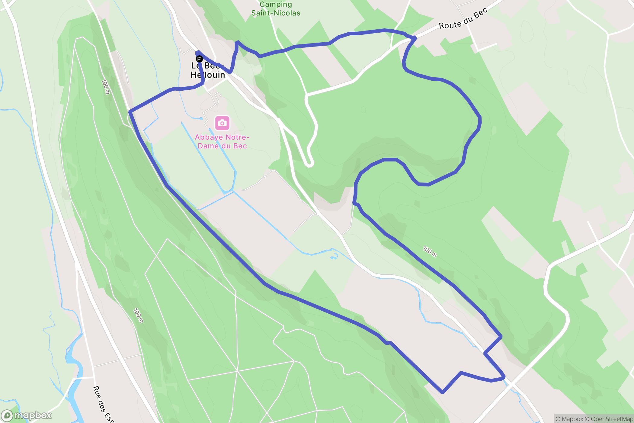 Le Bec-Hellouin : carte du parcours de randonnée - France