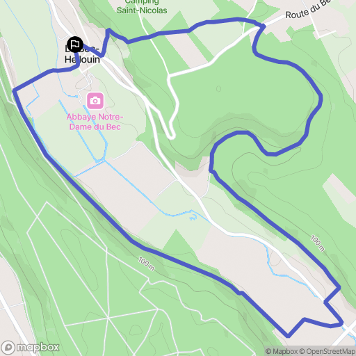 Le Bec-Hellouin : carte du parcours de randonnée - France