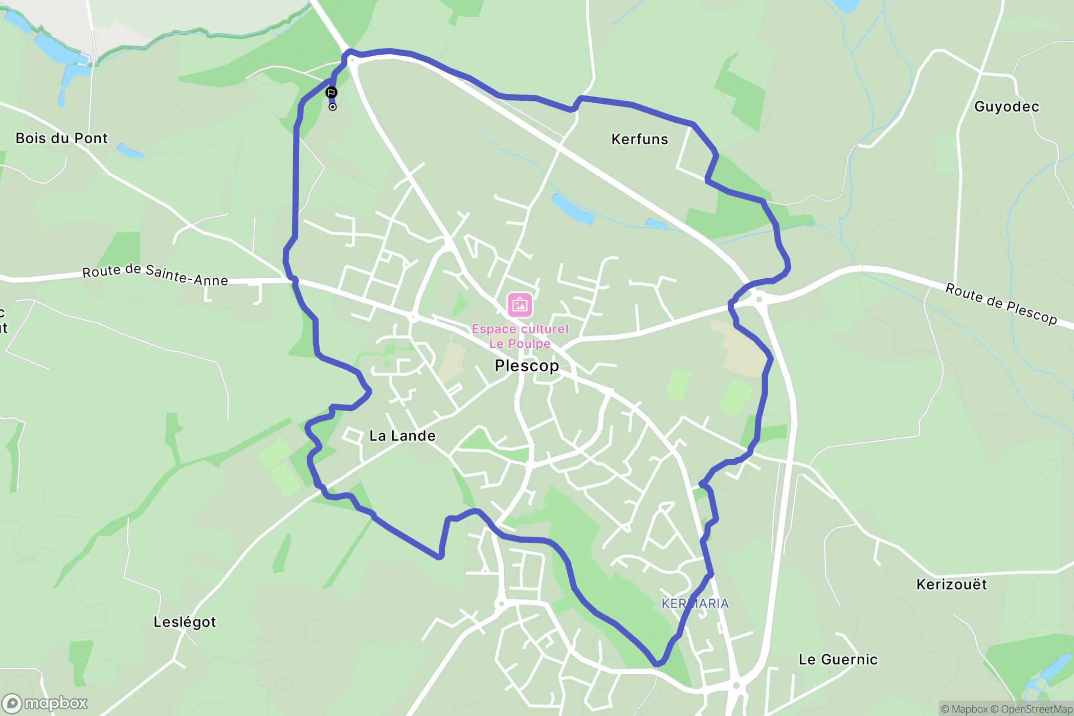Plescop : carte du parcours de randonnée - France