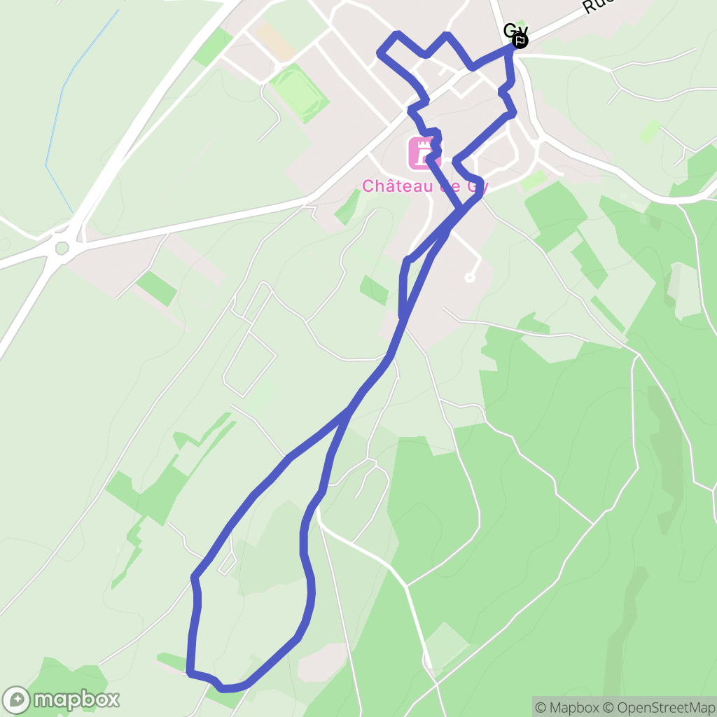 Gy : carte du parcours de randonnée - France
