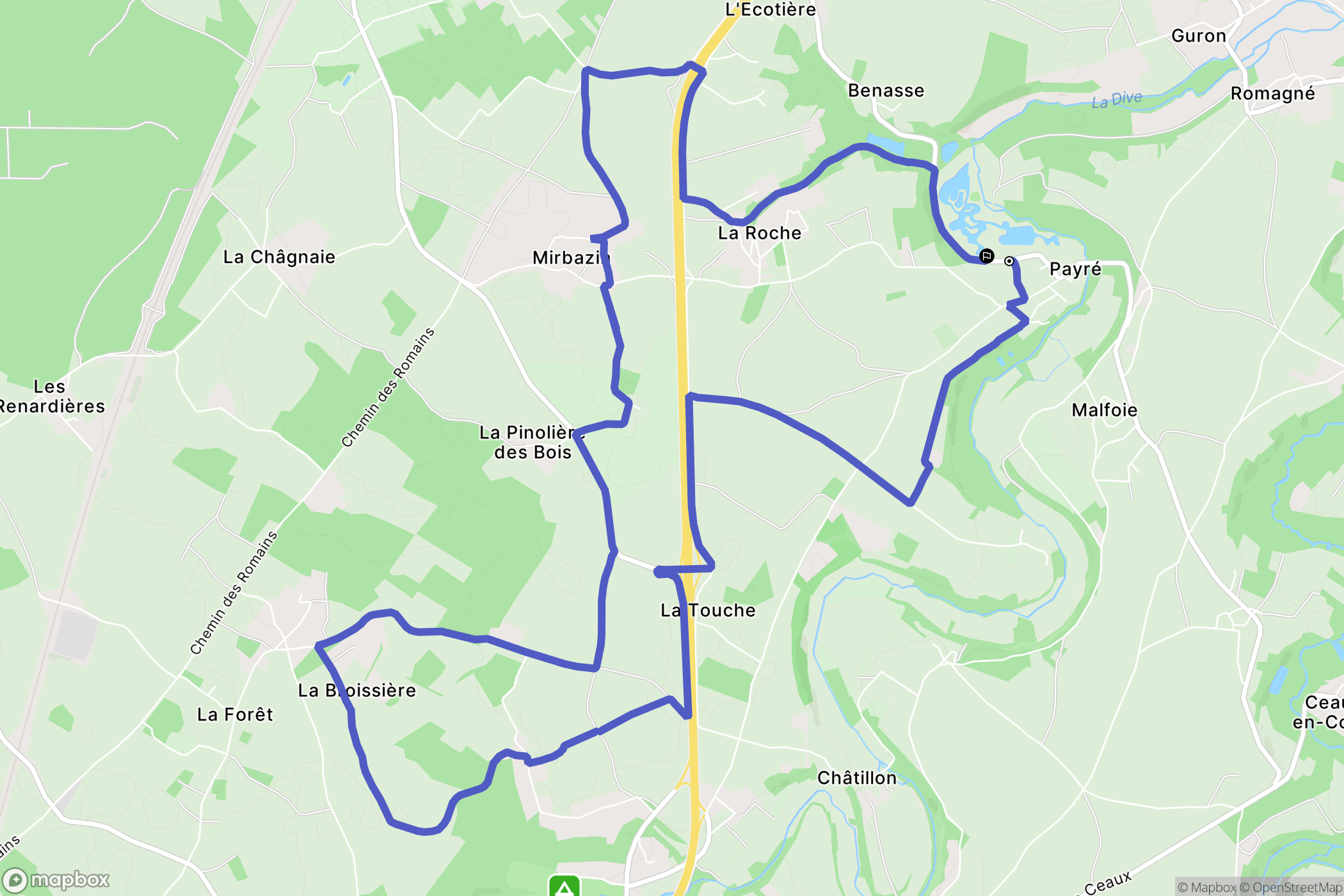 Valence-en-Poitou : carte du parcours de randonnée - France