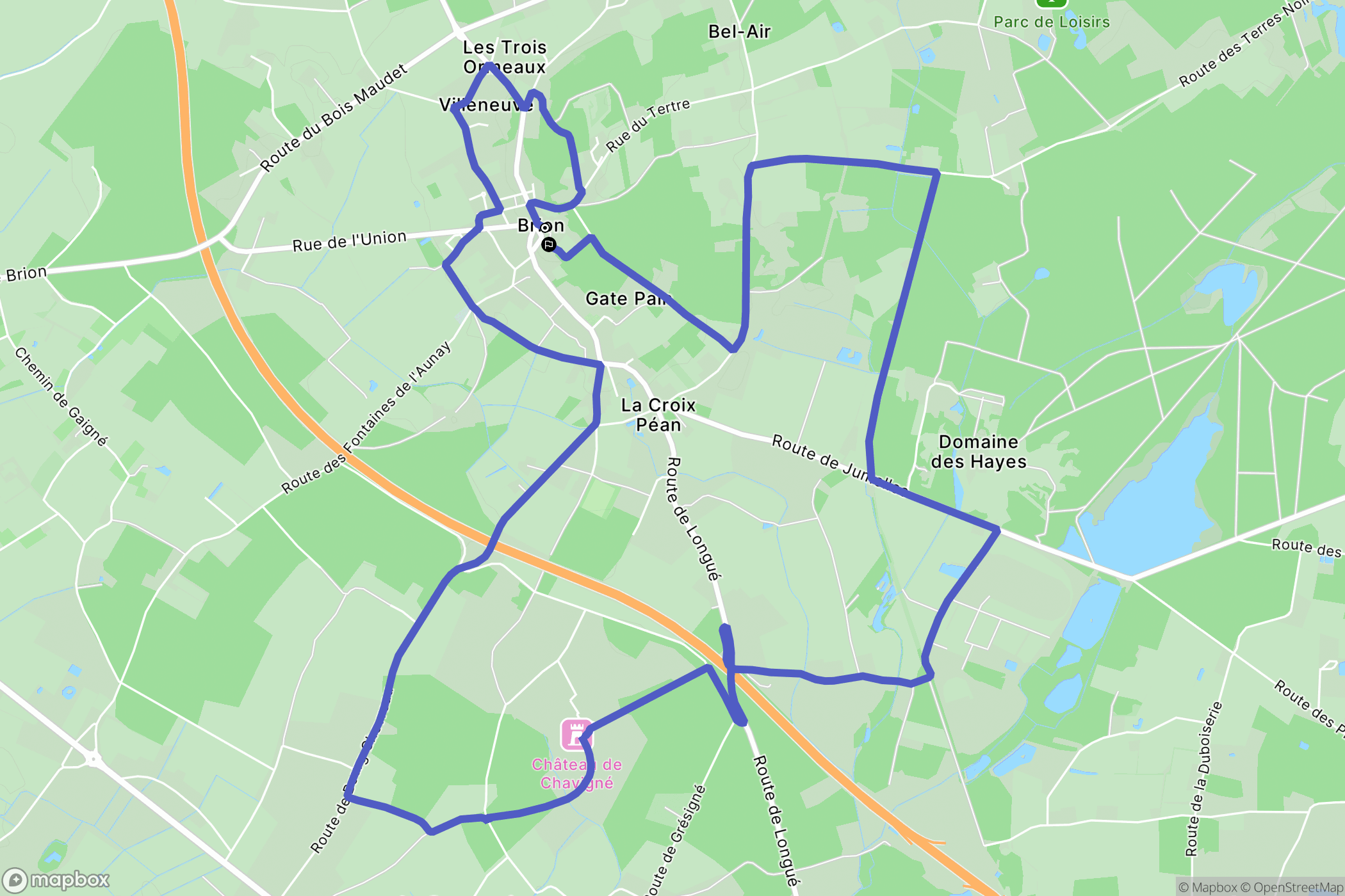 Les Bois d'Anjou : carte du parcours de randonnée - France