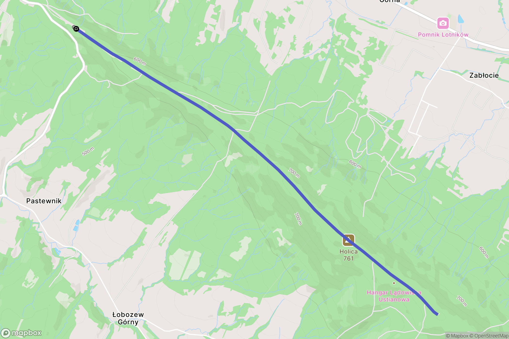 Ustjanowa Dolna: mapa trasy - Poland