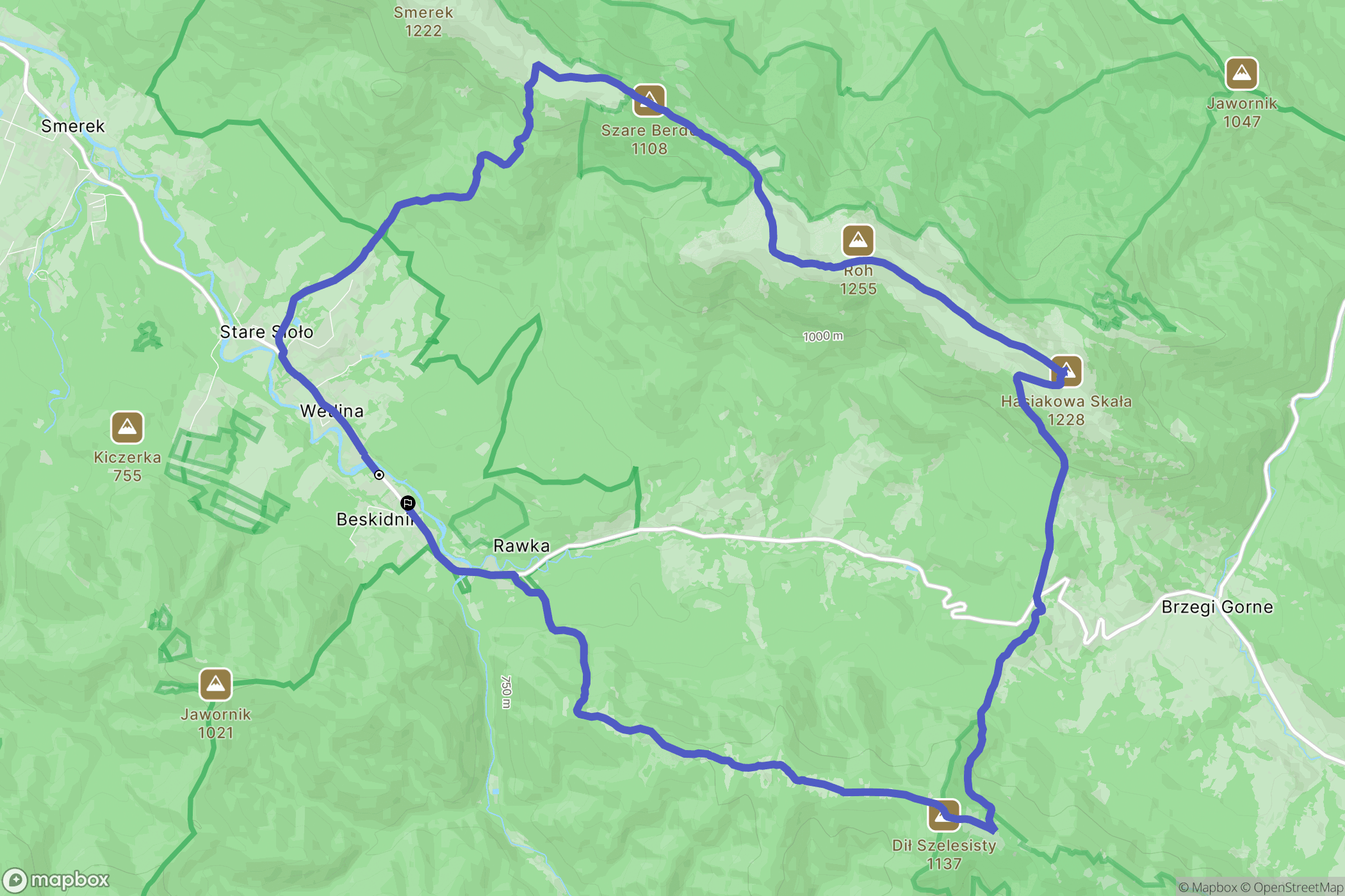 Wetlina: mapa trasy - Poland
