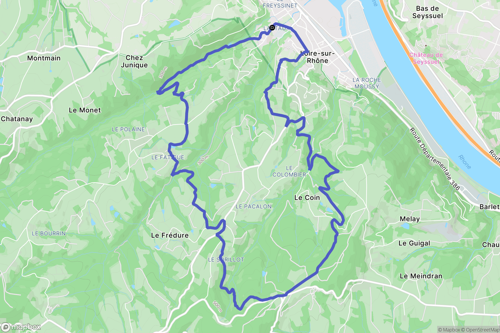 Loire-sur-Rhône : carte du parcours de randonnée - France