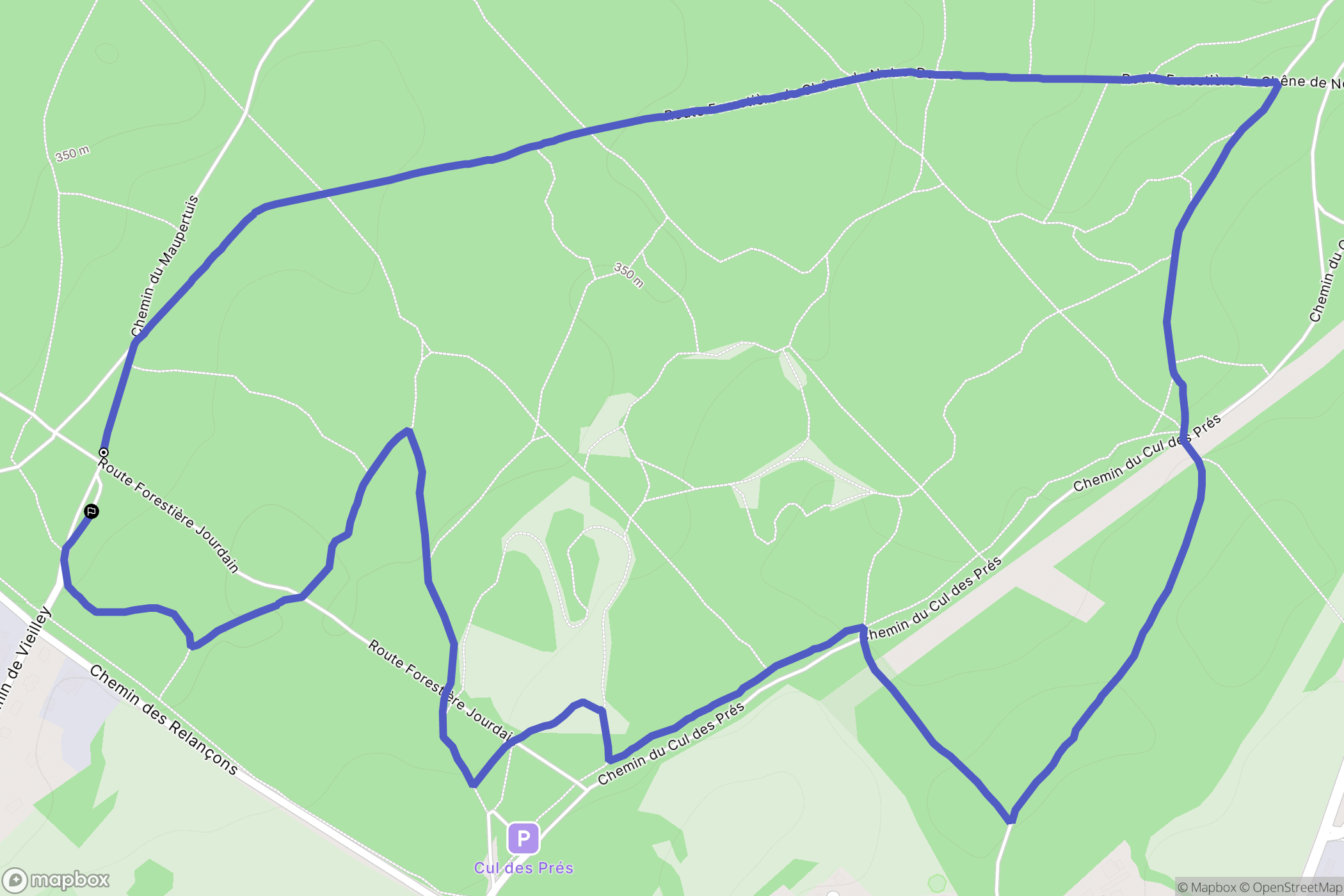 Besançon : carte du parcours de randonnée - France