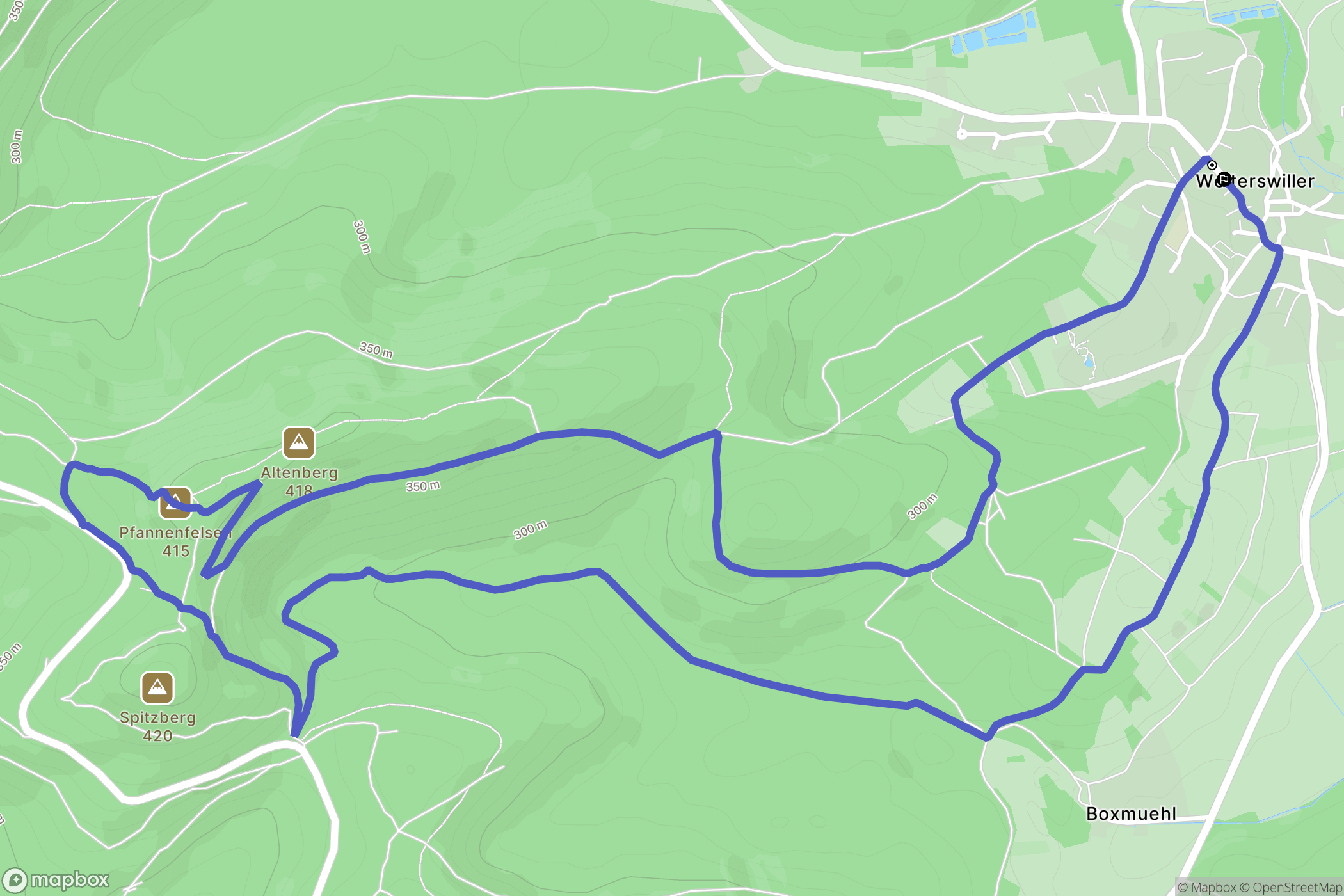 Weiterswiller : carte du parcours de randonnée - France