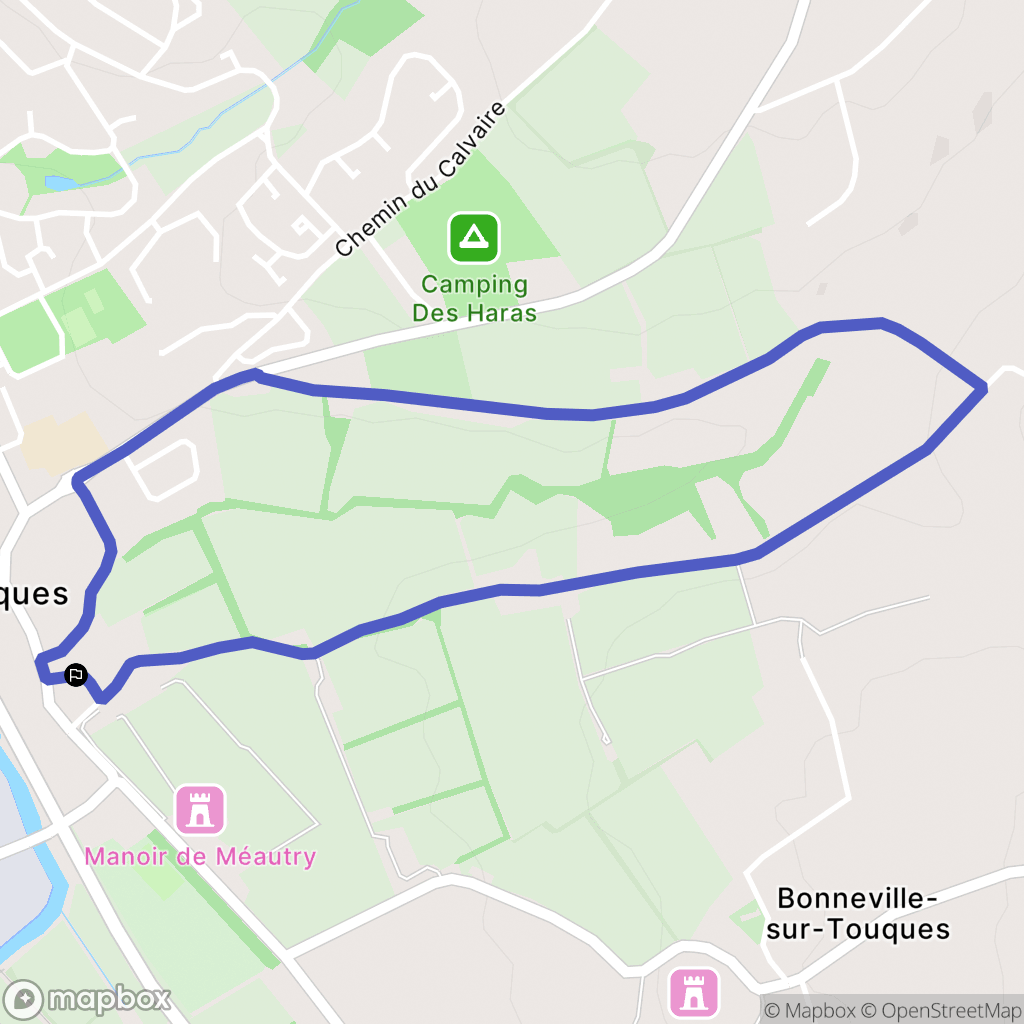 Touques : carte du parcours de randonnée - France