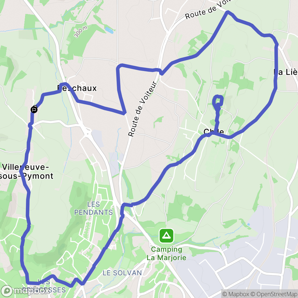 Villeneuve-Sous-Pymont : carte du parcours de randonnée - France