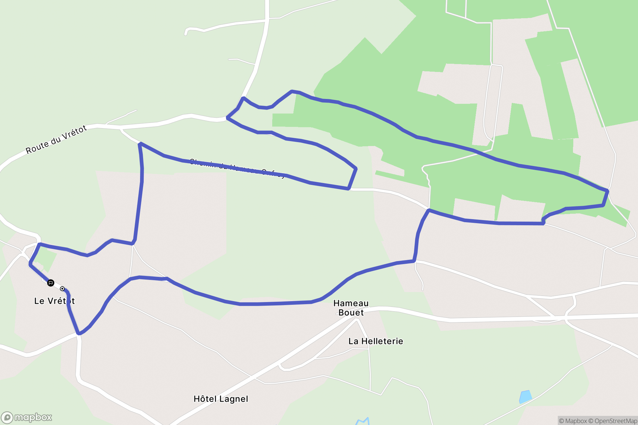 Bricquebec-en-Cotentin : carte du parcours de randonnée - France
