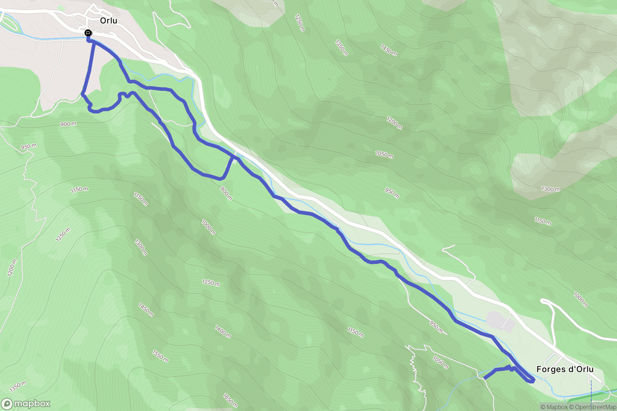 Orlu : carte du parcours de randonnée - France