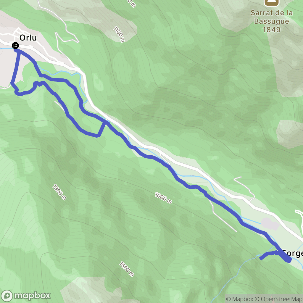 Orlu : carte du parcours de randonnée - France