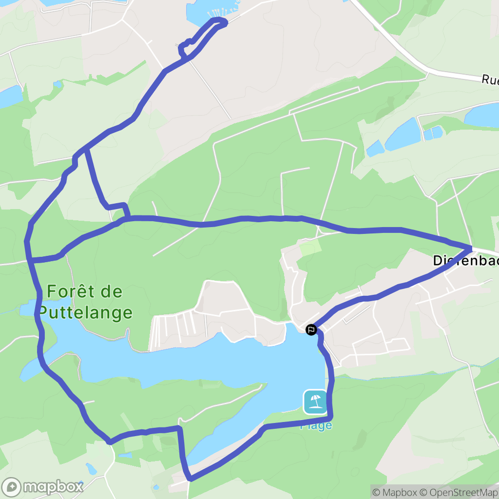 Puttelange-aux-Lacs : carte du parcours de randonnée - France