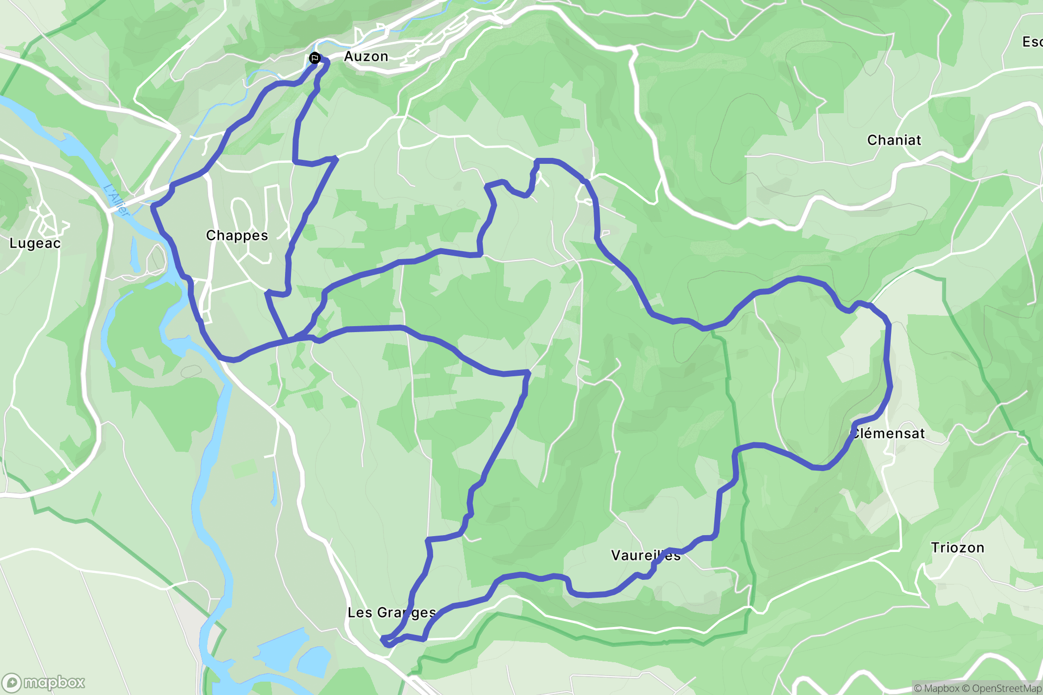Auzon : carte du parcours de randonnée - France