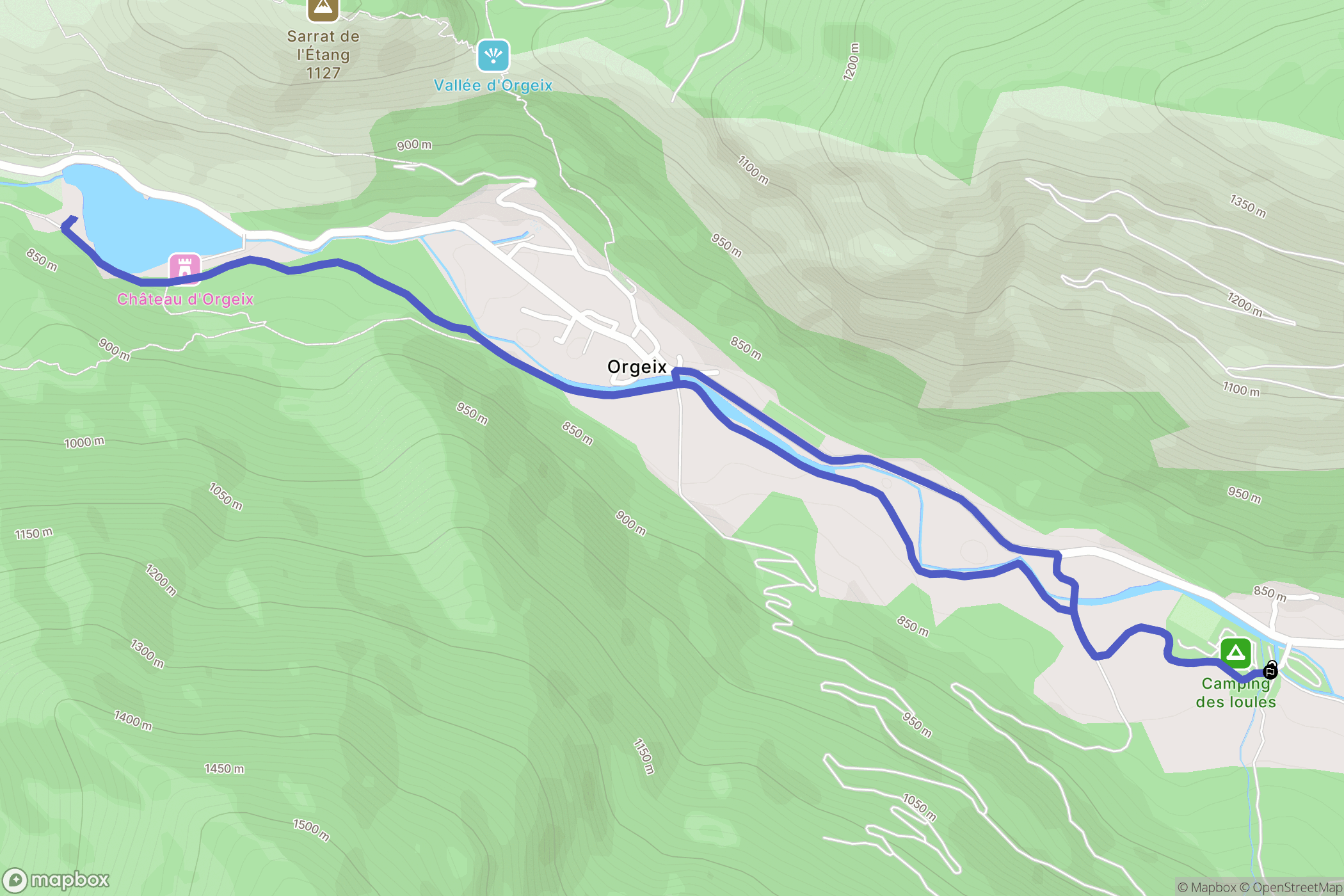 Orlu : carte du parcours de randonnée - France