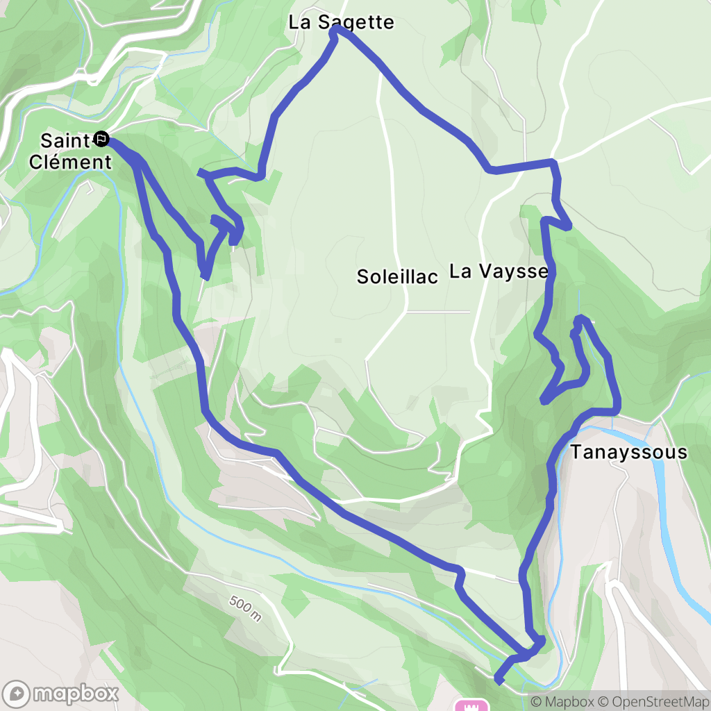 Druelle Balsac : carte du parcours de randonnée - France