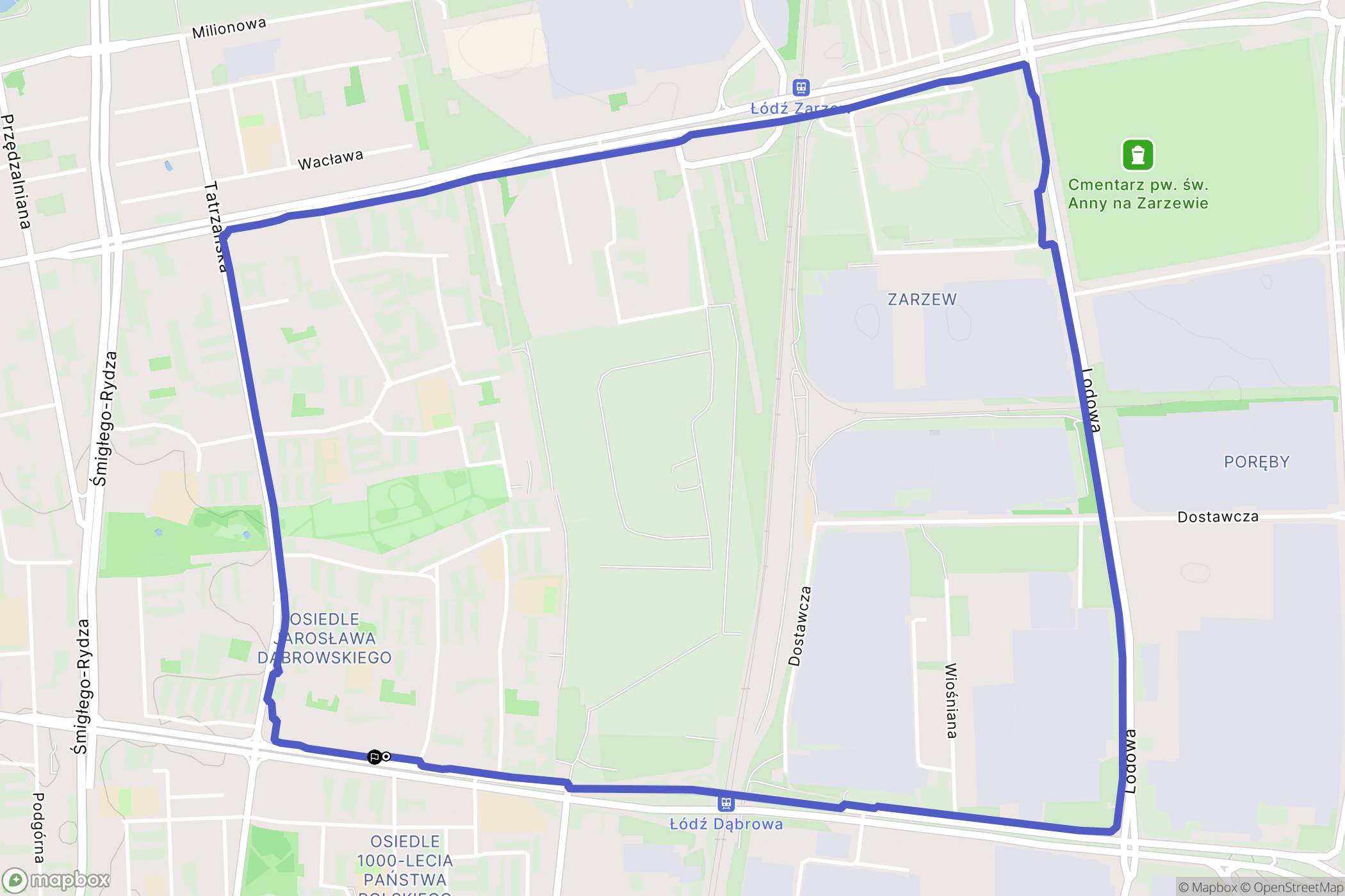 Łódź: mapa trasy - Poland
