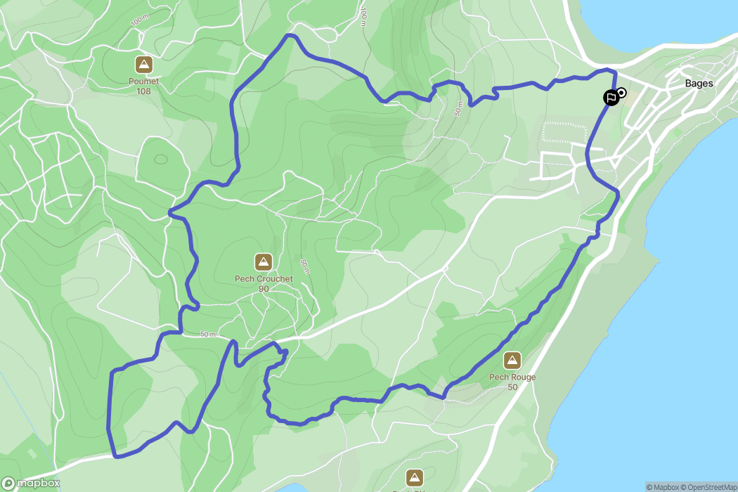 Bages : carte du parcours de randonnée - France