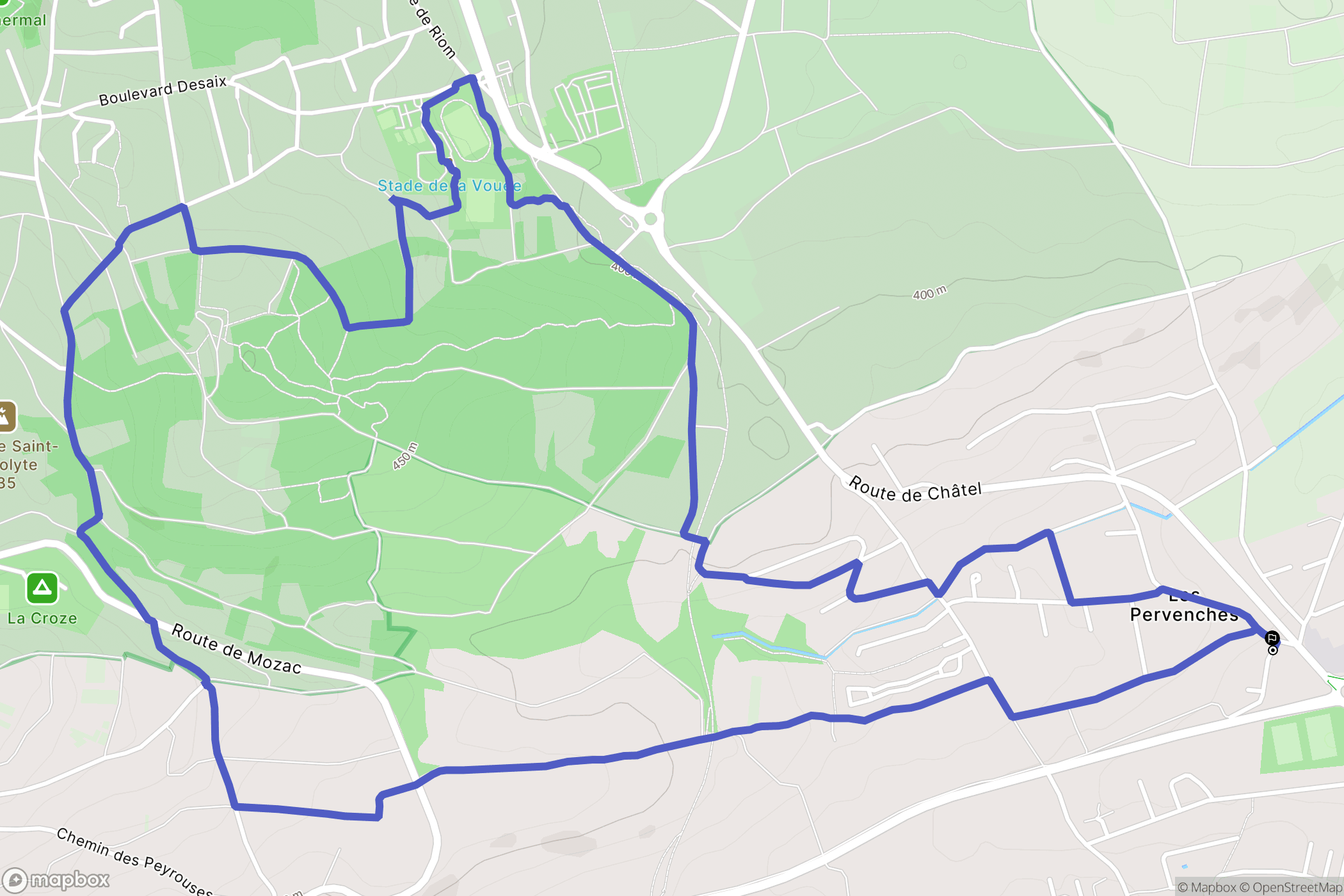 Riom : carte du parcours de randonnée - France