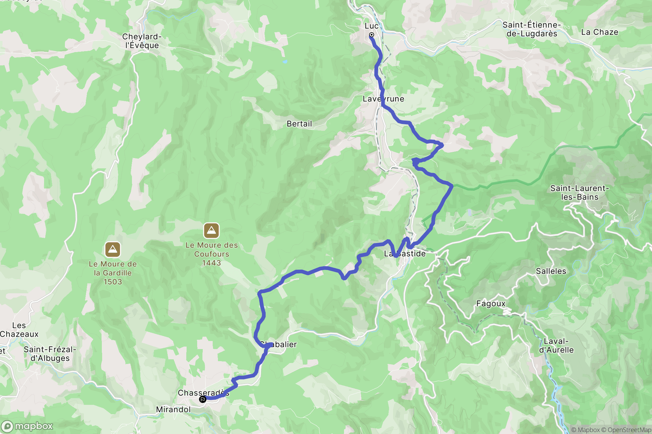 Luc : carte du parcours de randonnée - France