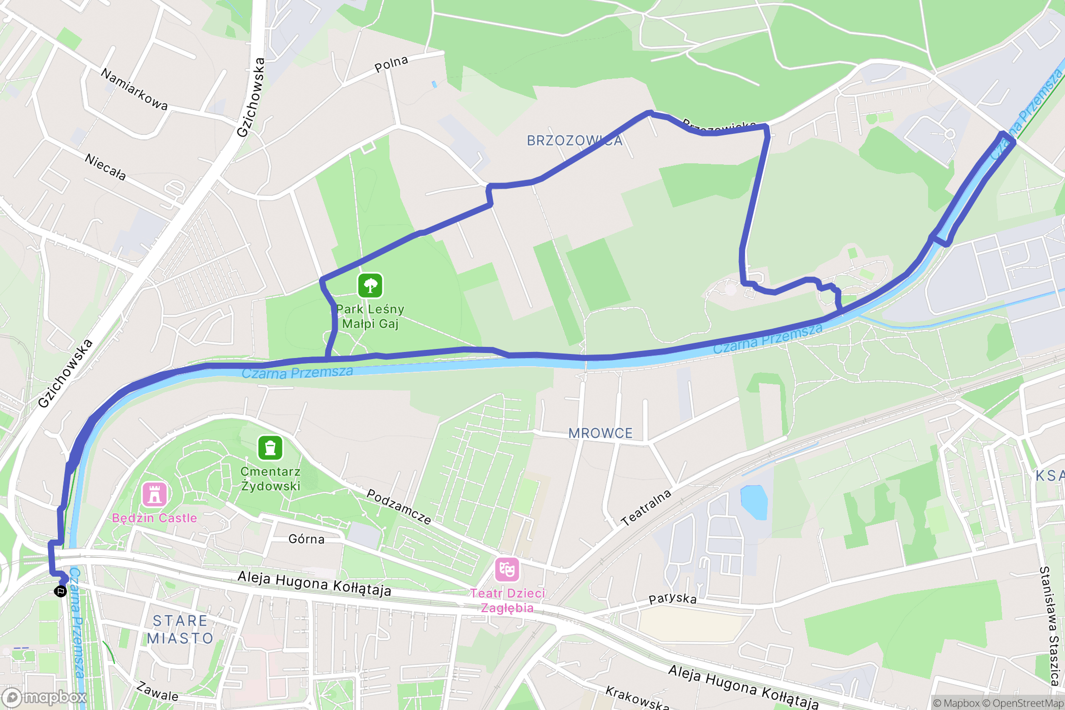 Będzin: mapa trasy - Poland