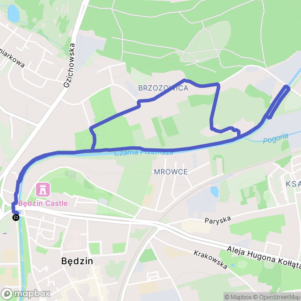 Będzin: mapa trasy - Poland