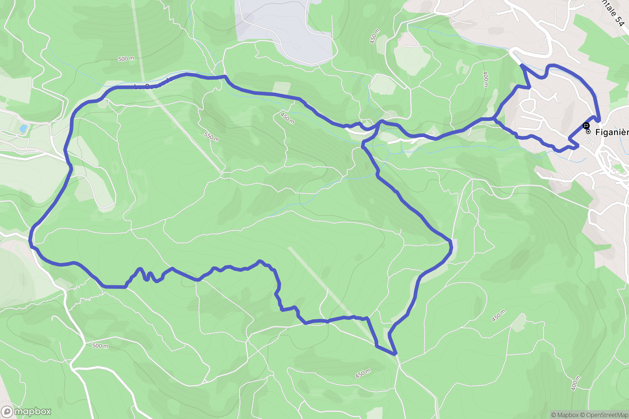 Figanières : carte du parcours de randonnée - France