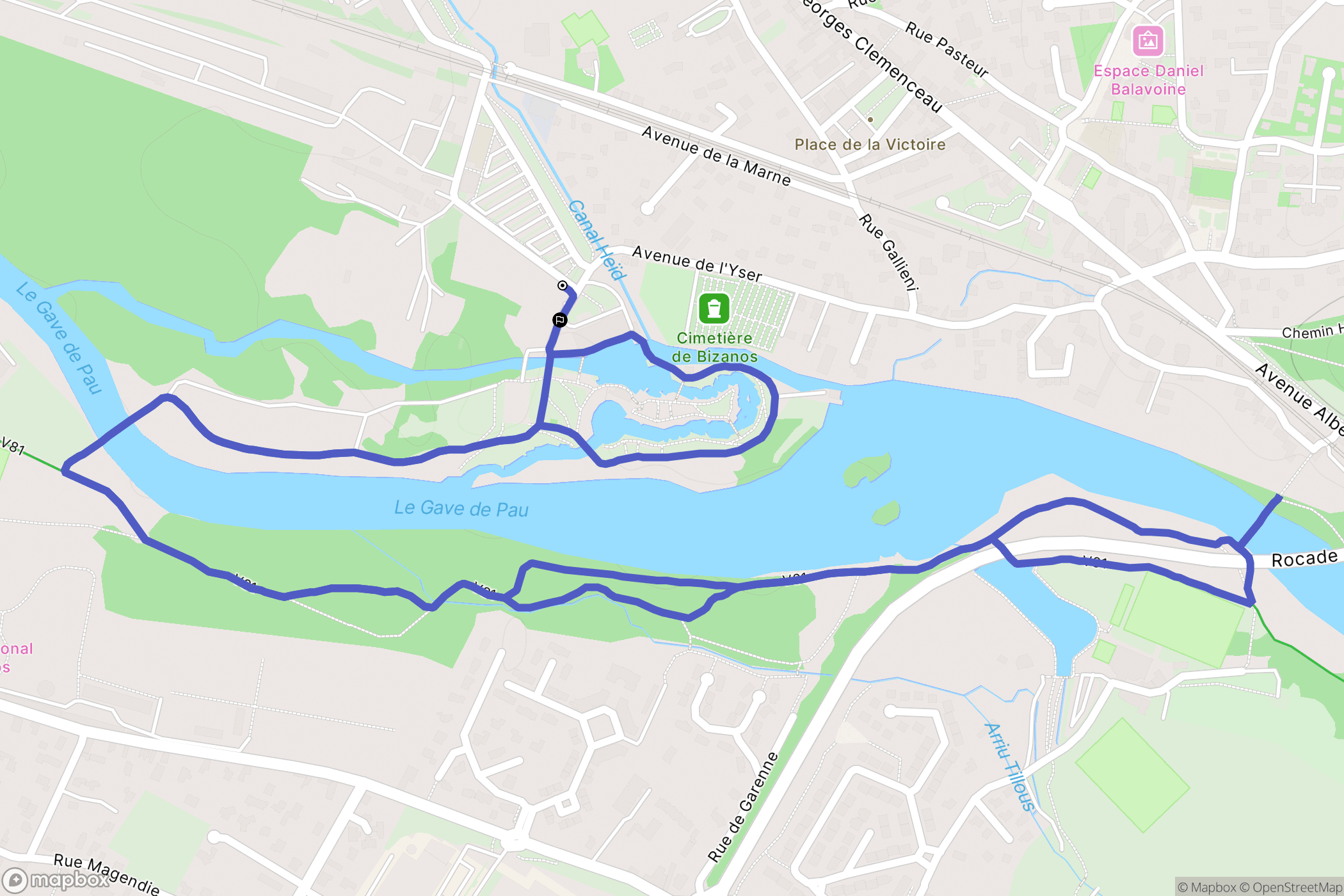 Bizanos : carte du parcours de randonnée - France