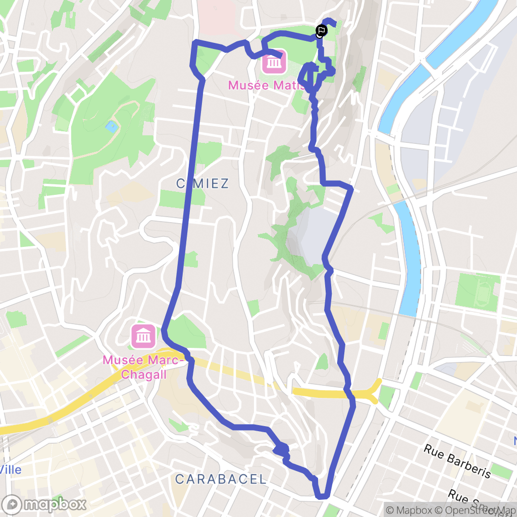 Nice : carte du parcours de randonnée - France