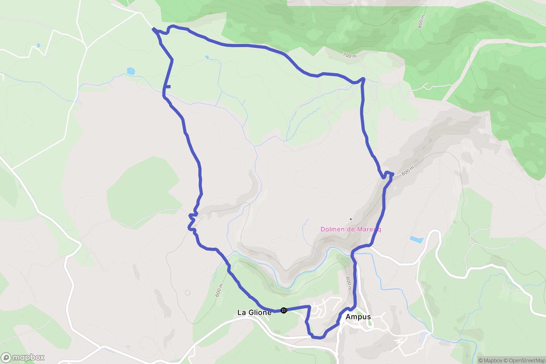 Ampus : carte du parcours de randonnée - France