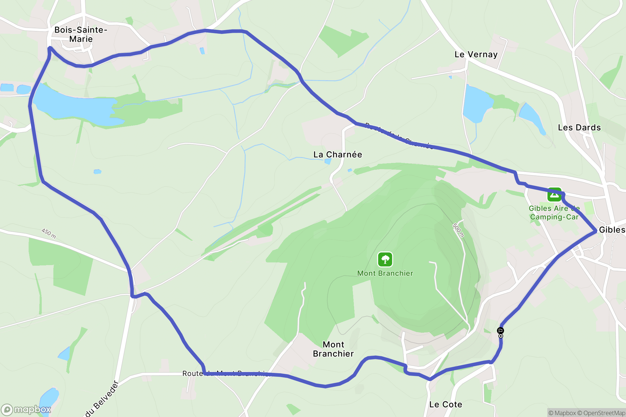Gibles : carte du parcours de randonnée - France