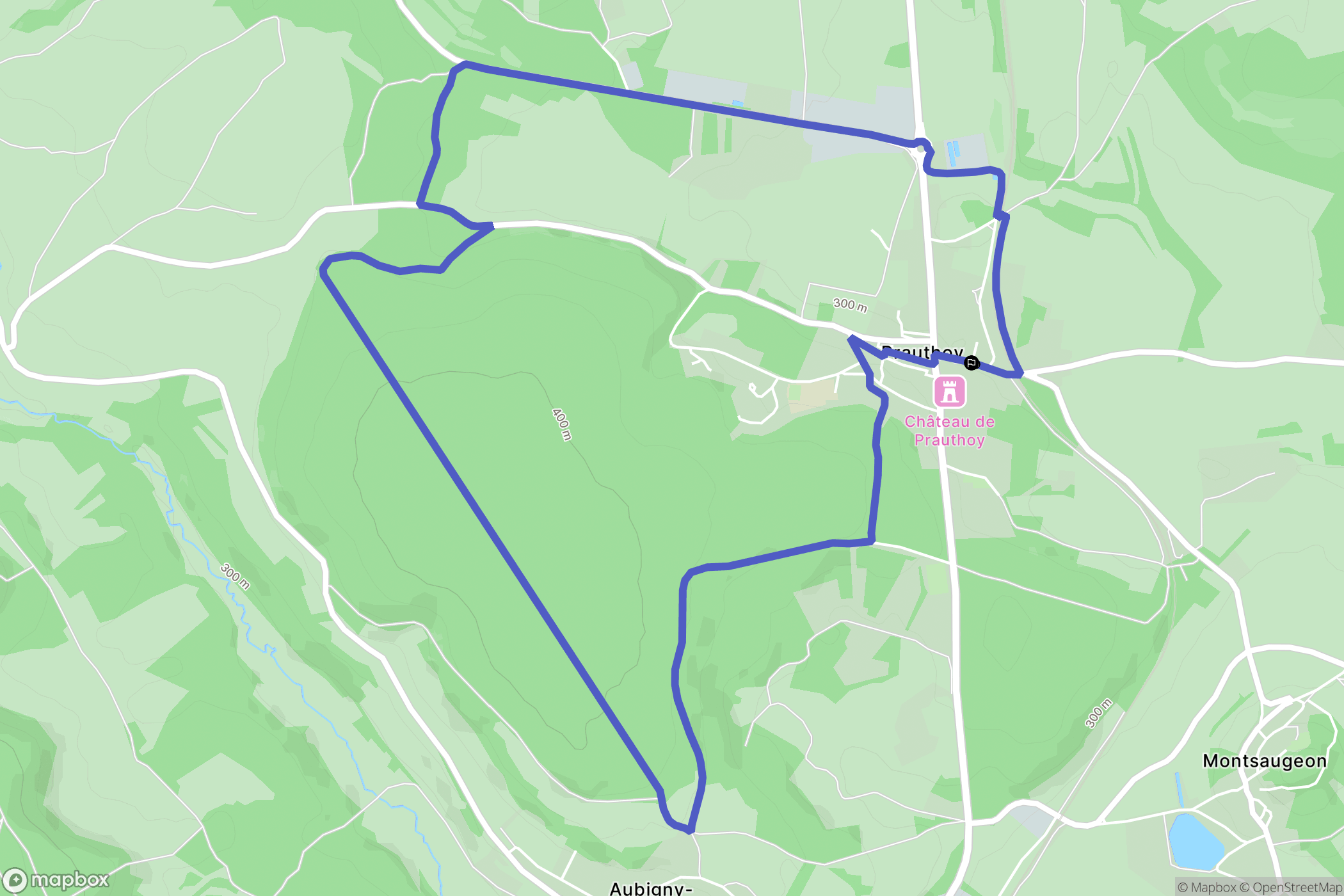 Le Montsaugeonnais : carte du parcours de randonnée - France