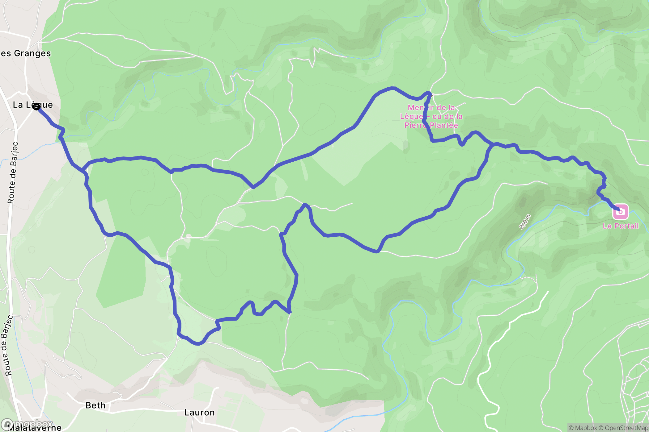 Lussan : carte du parcours de randonnée - France