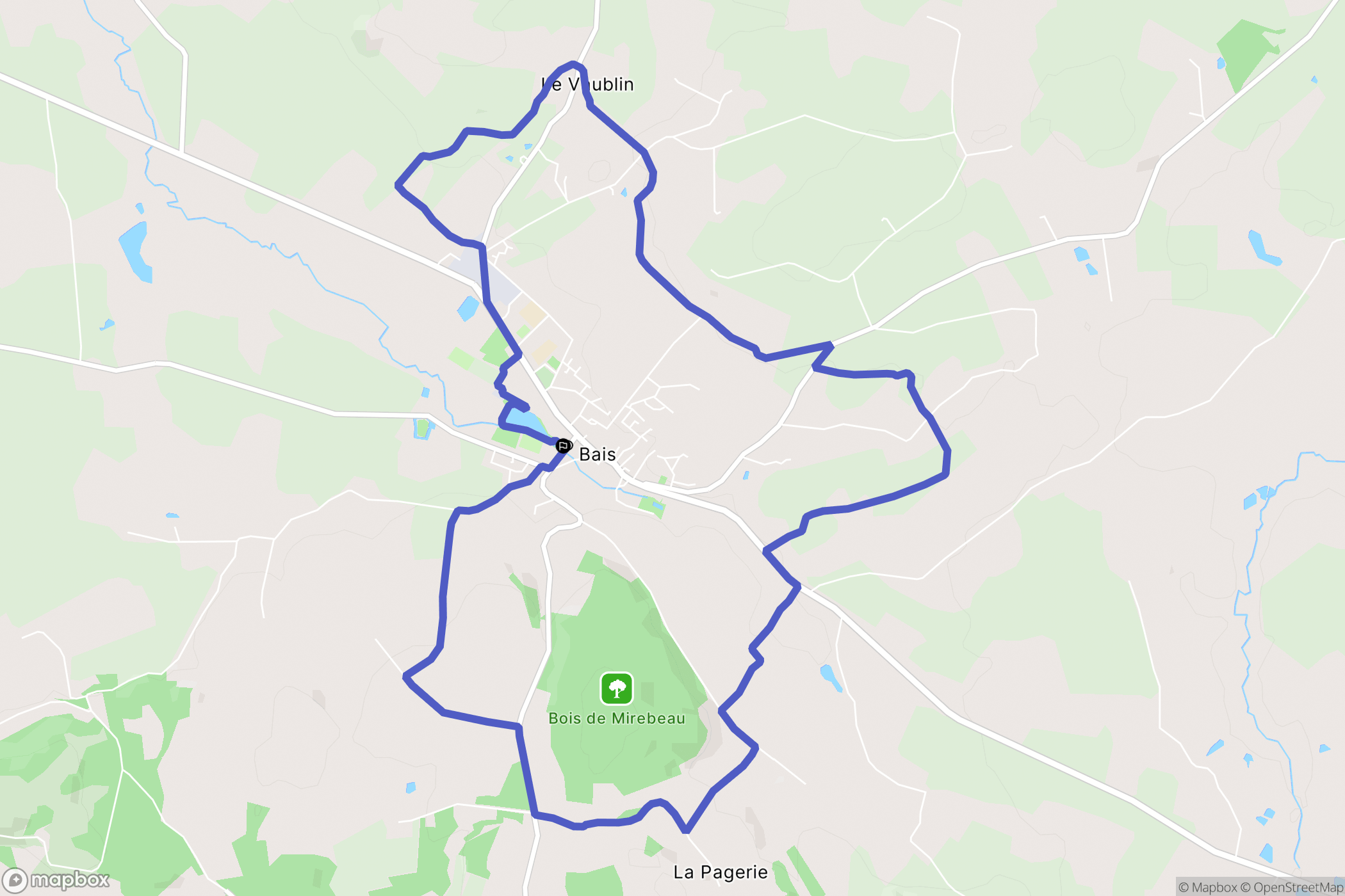 Bais : carte du parcours de randonnée - France