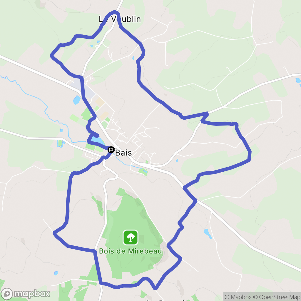 Bais : carte du parcours de randonnée - France