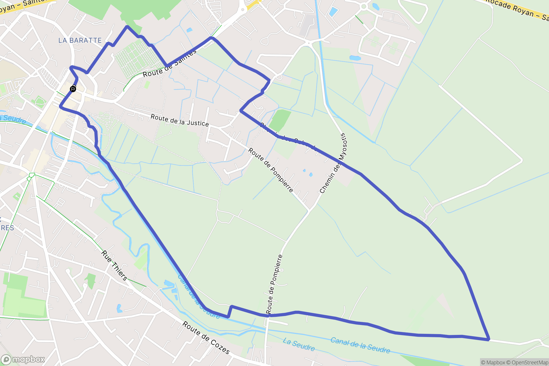 Saujon : carte du parcours de randonnée - France