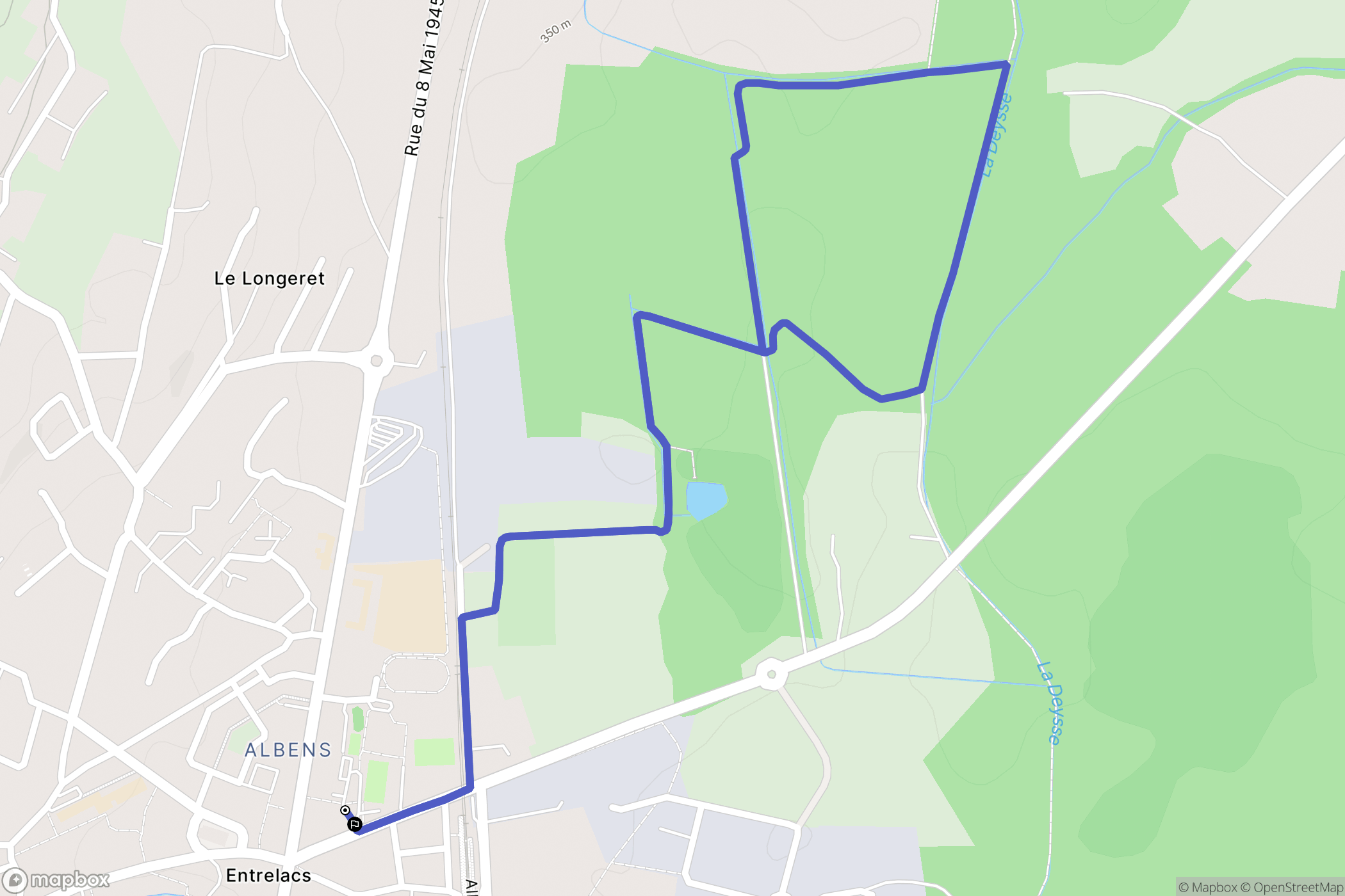 Entrelacs : carte du parcours de randonnée - France