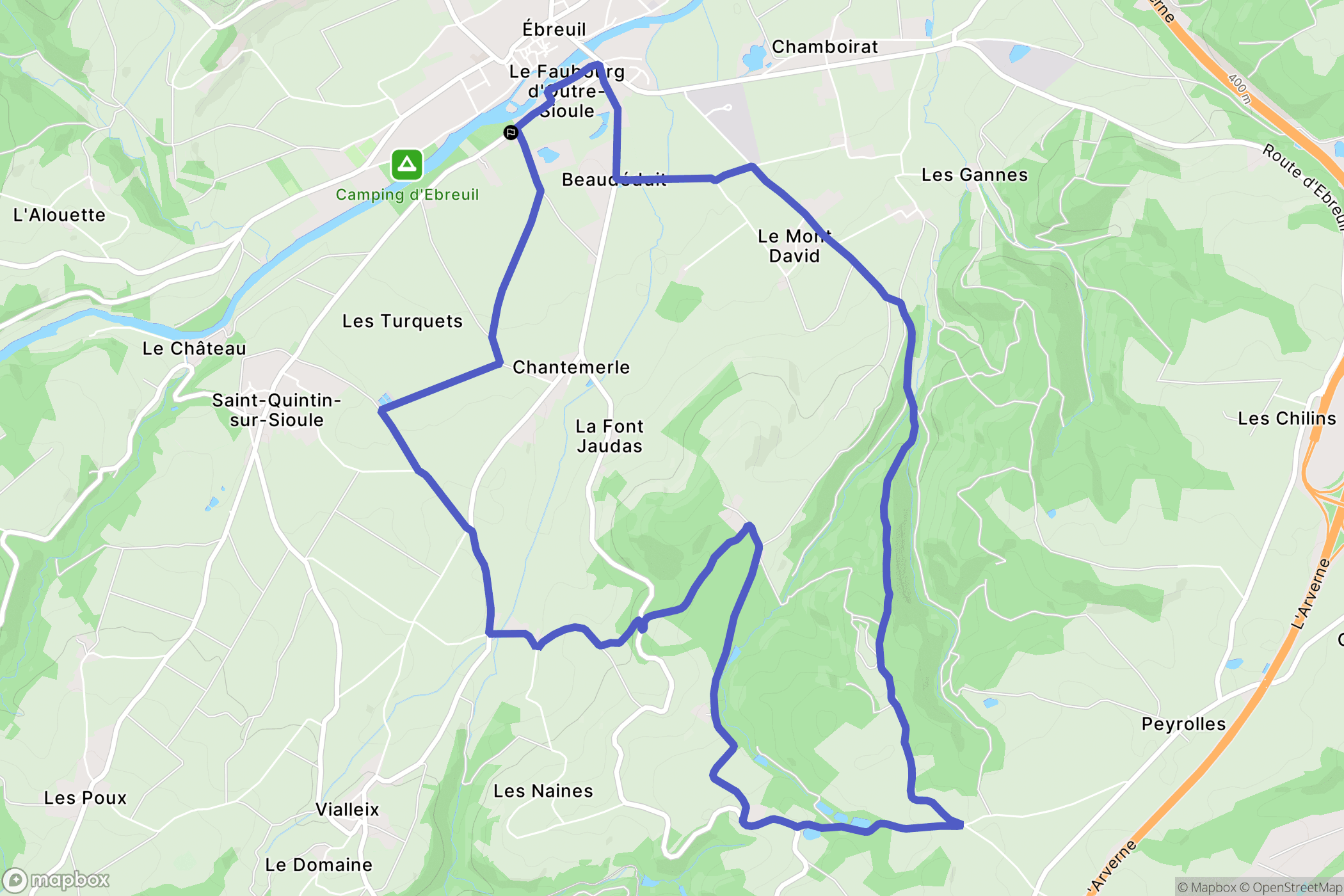 Saint-Quintin-sur-Sioule : carte du parcours de randonnée - France
