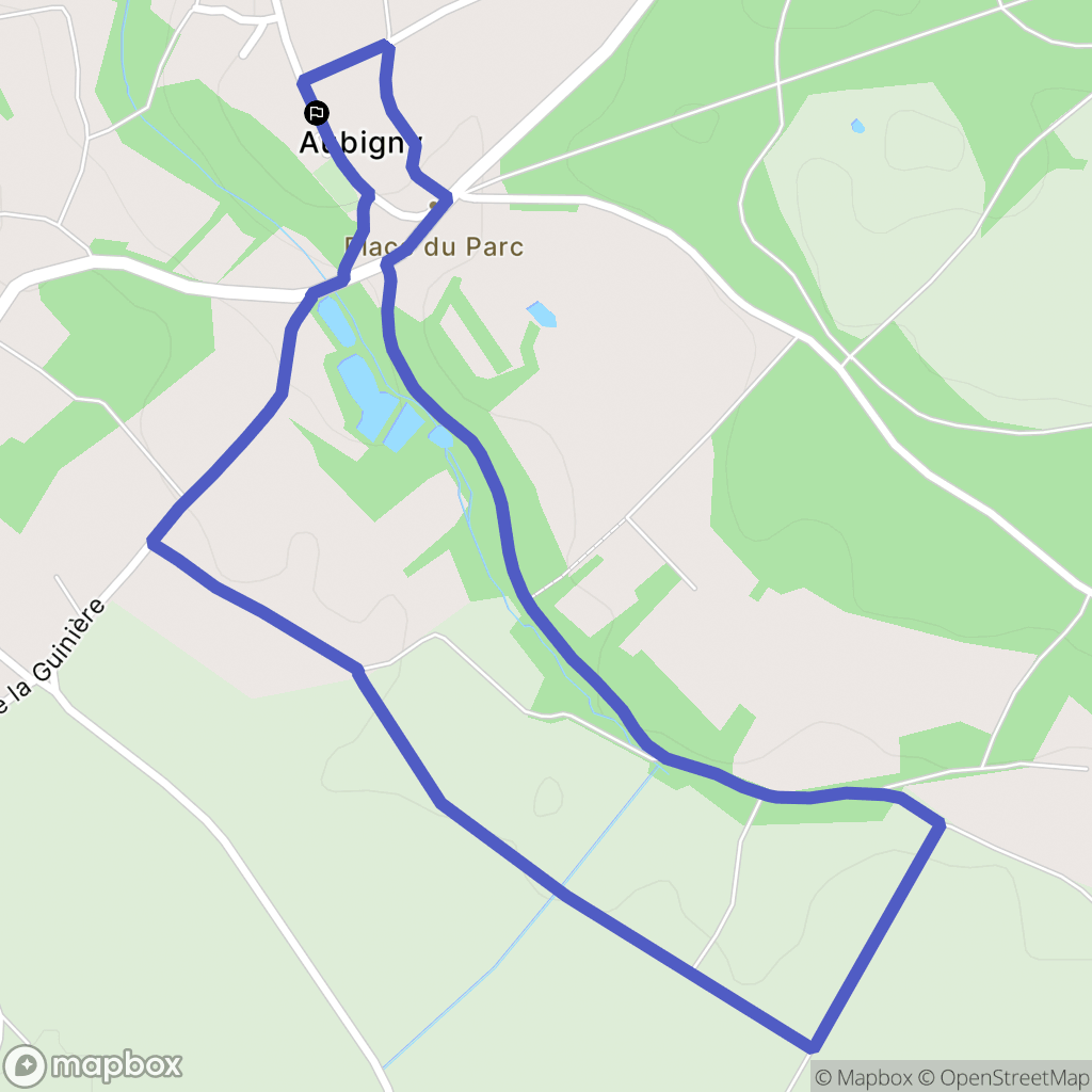 Aubigny : carte du parcours de randonnée - France
