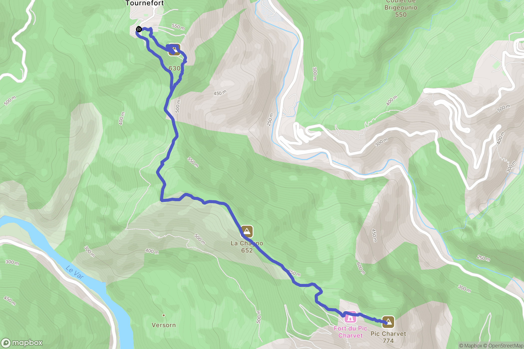 Tournefort : carte du parcours de randonnée - France