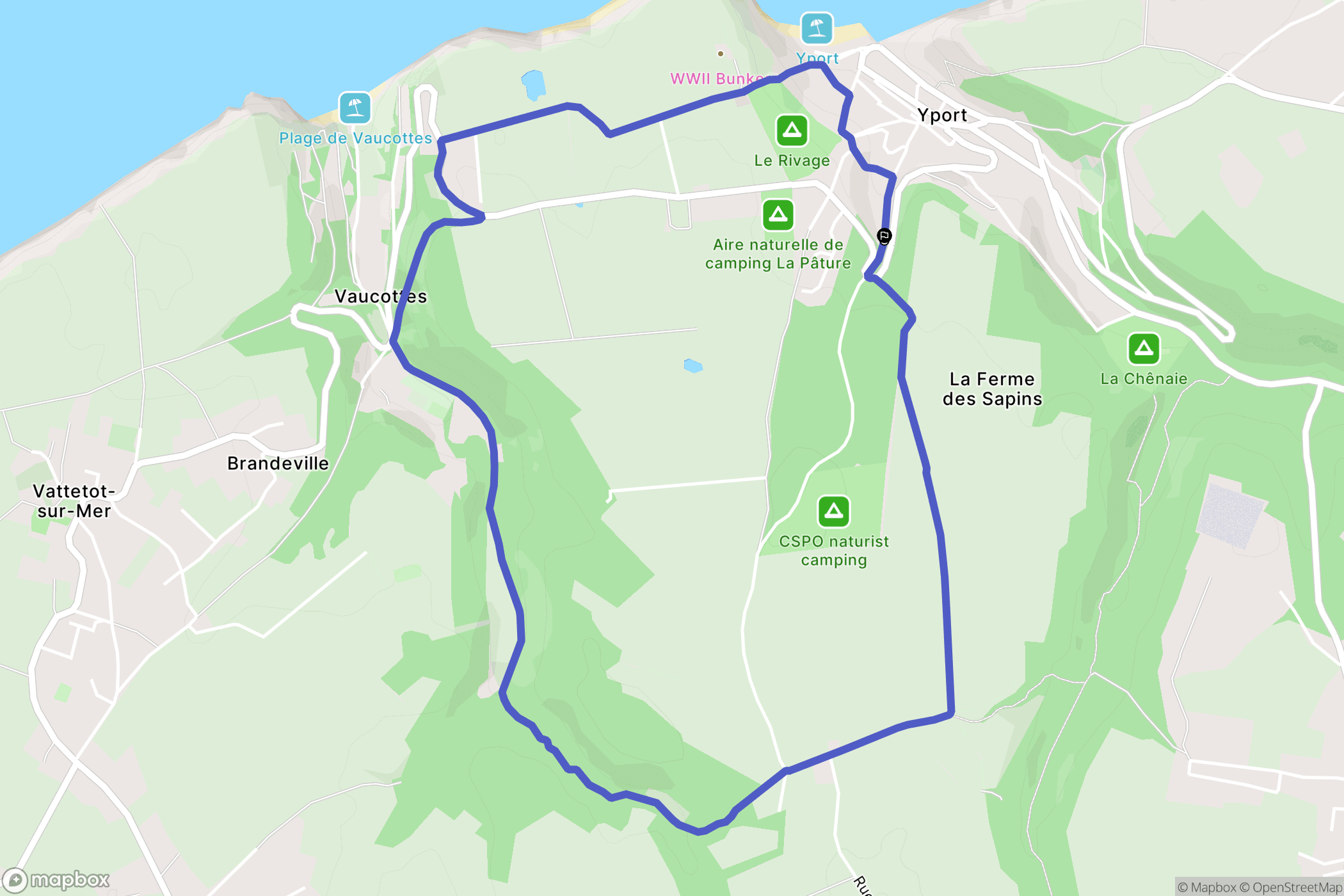 Yport : carte du parcours de randonnée - France