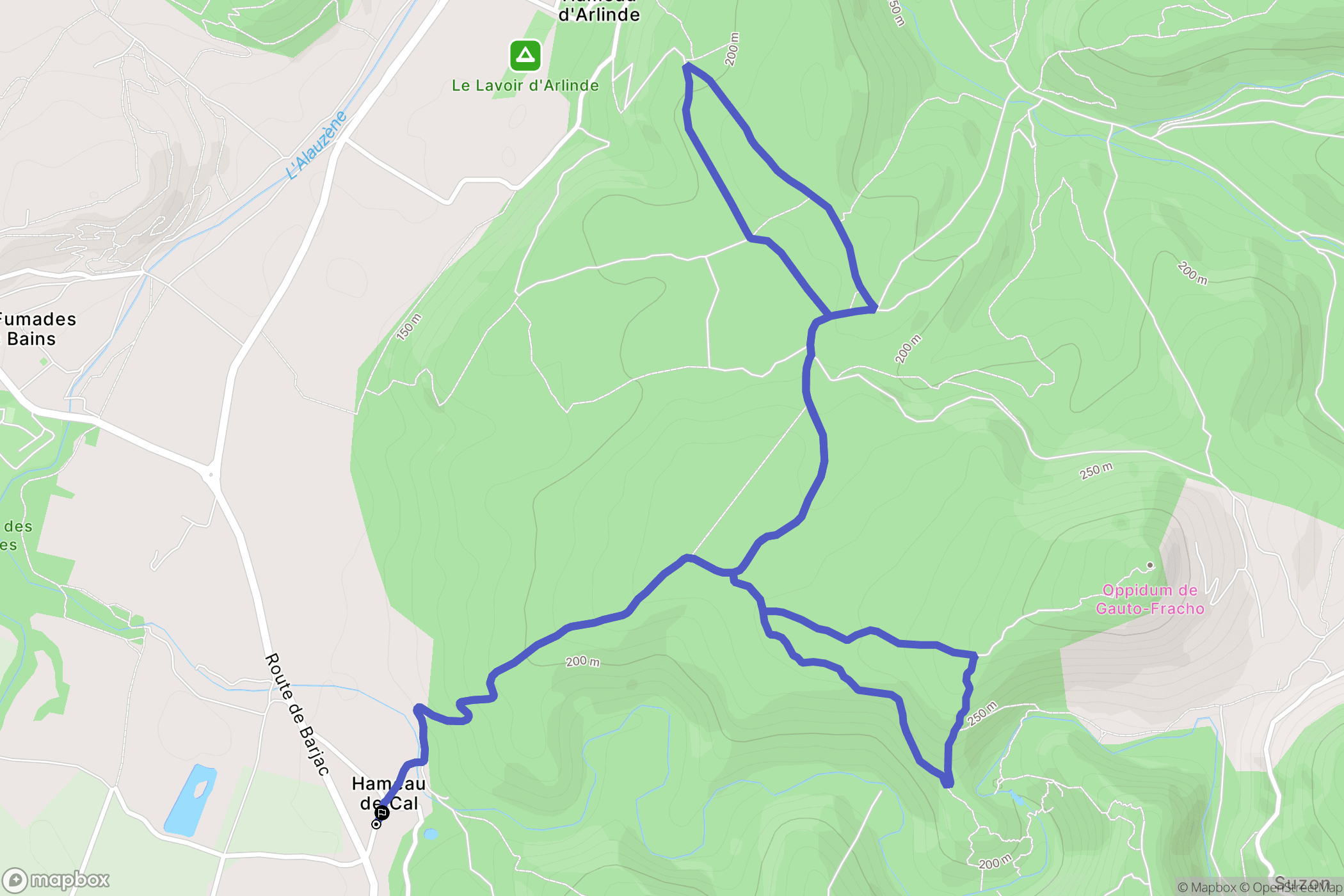 Navacelles : carte du parcours de randonnée - France
