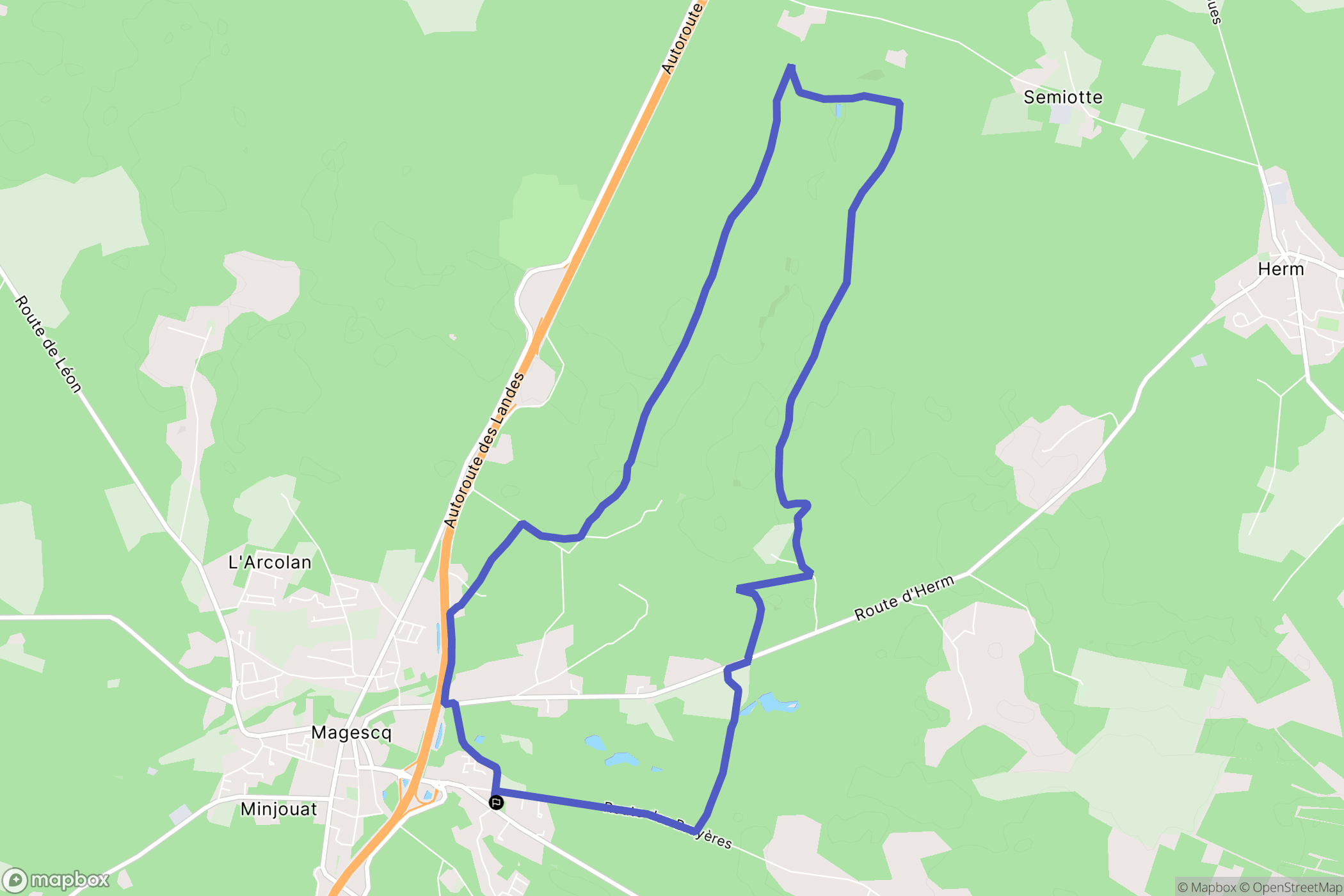 Magescq : carte du parcours de randonnée - France