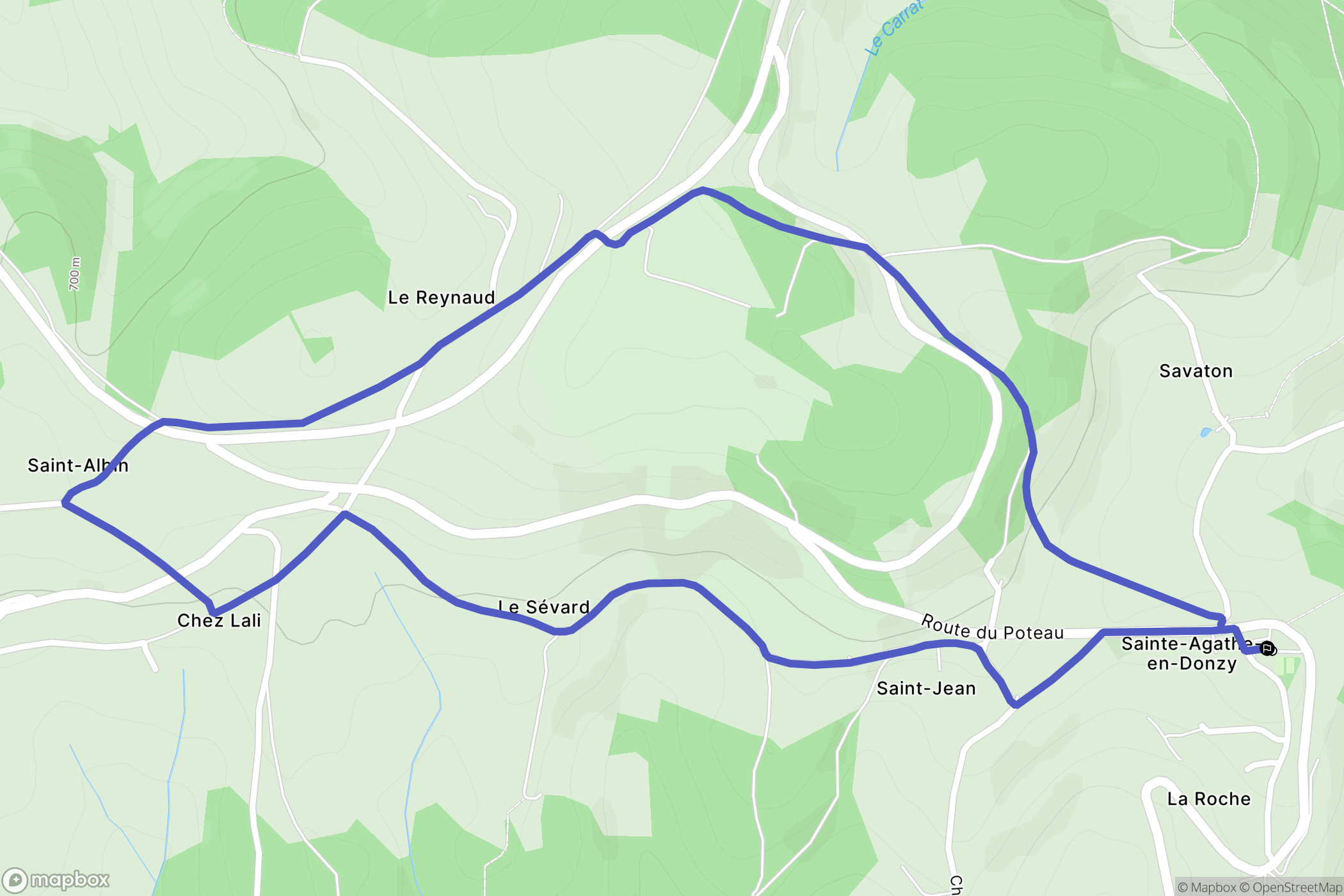 Sainte-Agathe-en-Donzy : carte du parcours de randonnée - France