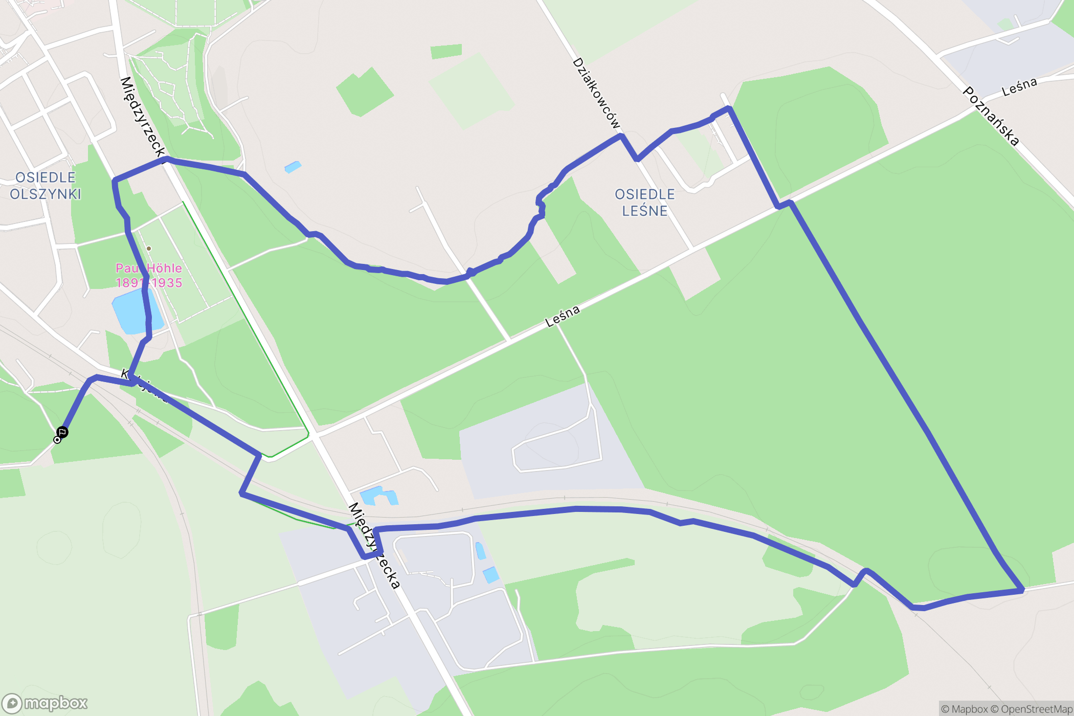 Skwierzyna: mapa trasy - Poland