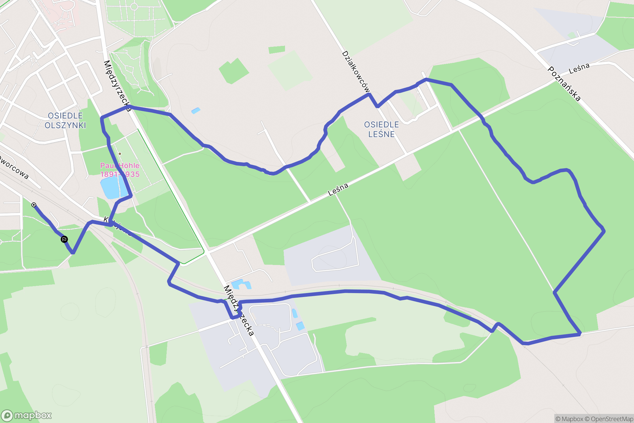 Skwierzyna: mapa trasy - Poland
