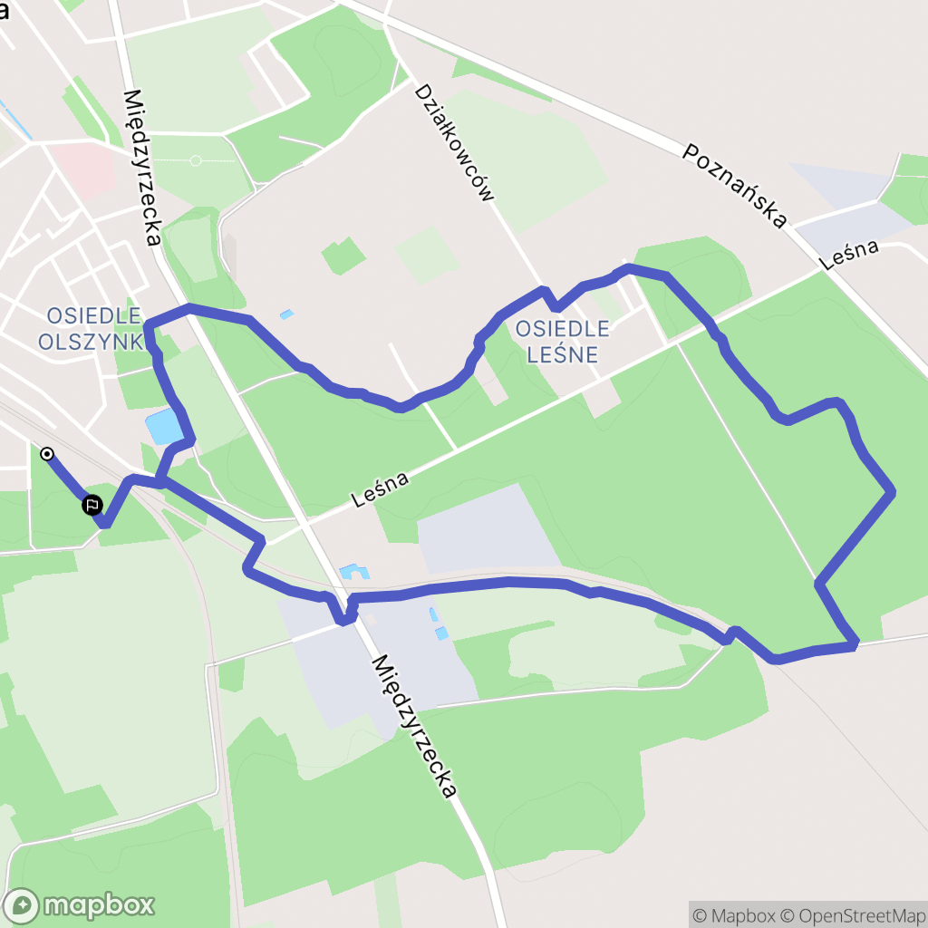 Skwierzyna: mapa trasy - Poland