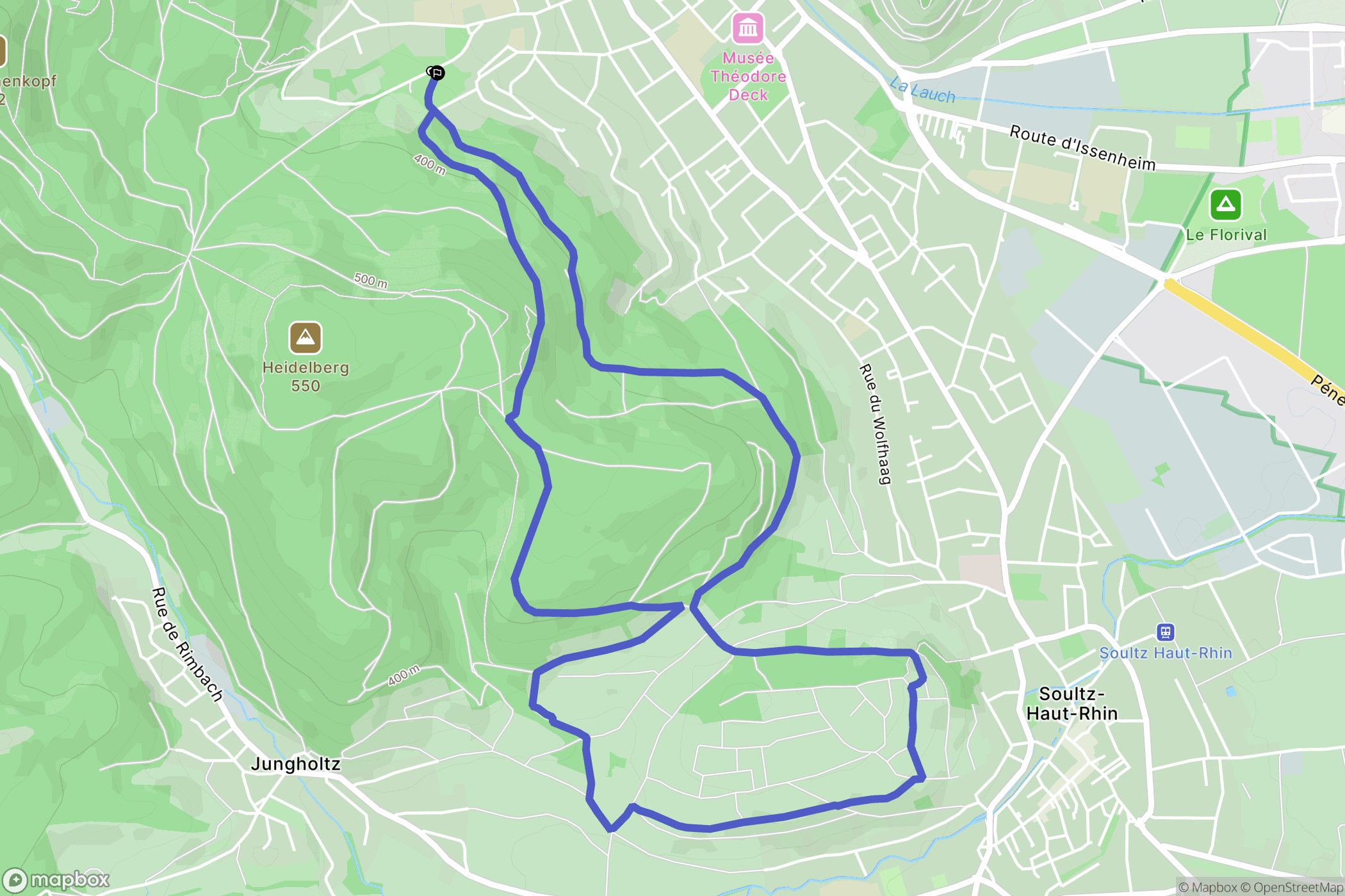 Guebwiller : carte du parcours de randonnée - France
